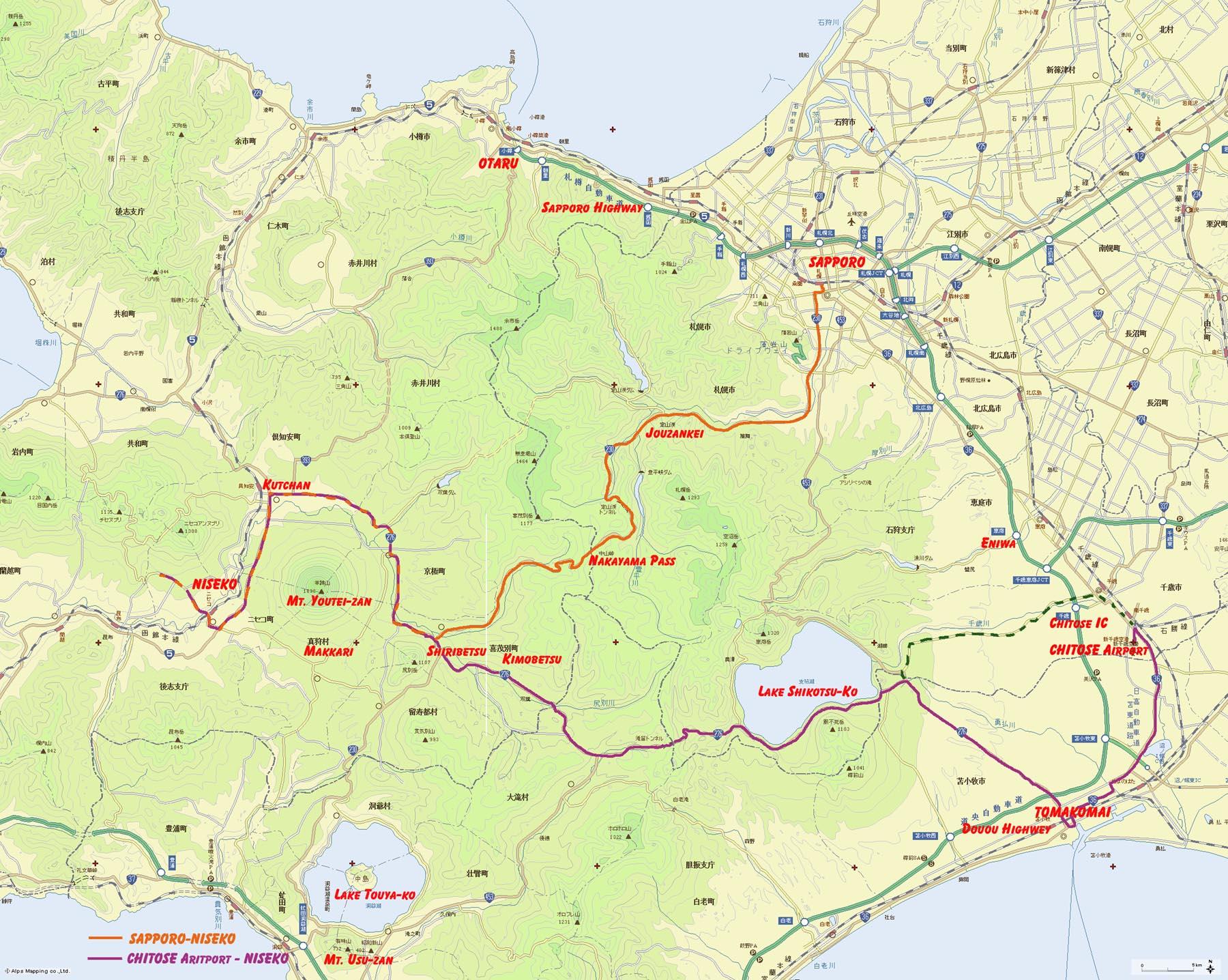 chitose-niseko-map Peak Niseko Car Rental | Pick up/Drop off info