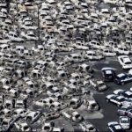 Tsunami destroys cars in Japan